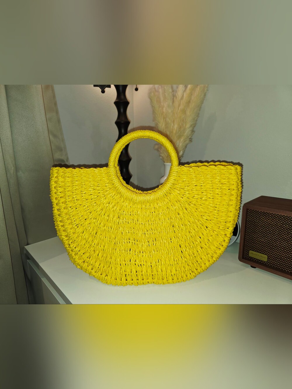 Forever 21 Yellow Woven Circle-Handle Tote